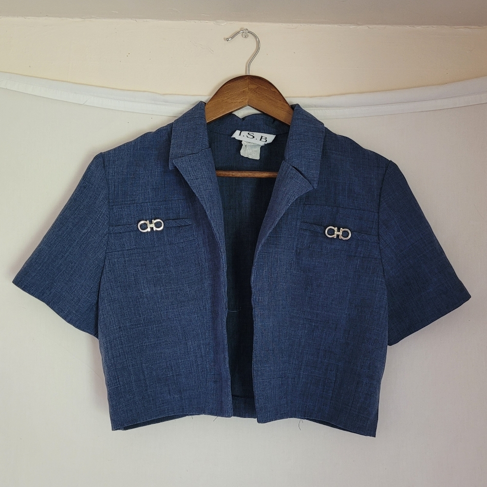 Cropped short sleeve blazer